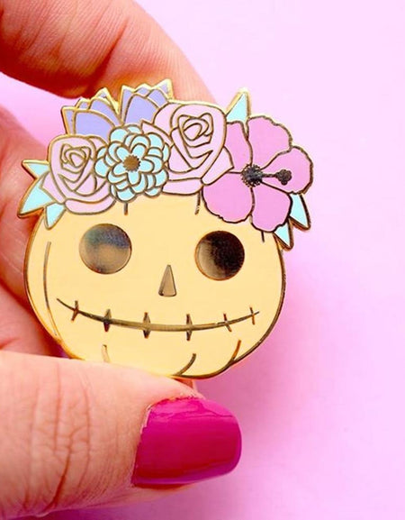 Kawaii Flowers Pumpkin Pin - BlossomMemento