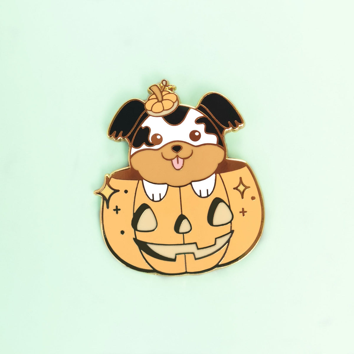 Kawaii Pumpkin Crown Dog Pin - BlossomMemento