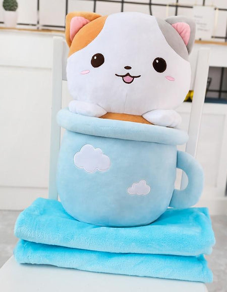 Kawaii Kitten Plush w/ Blanket - BlossomMemento
