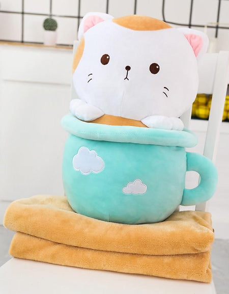 Kawaii Kitten Plush w/ Blanket - BlossomMemento