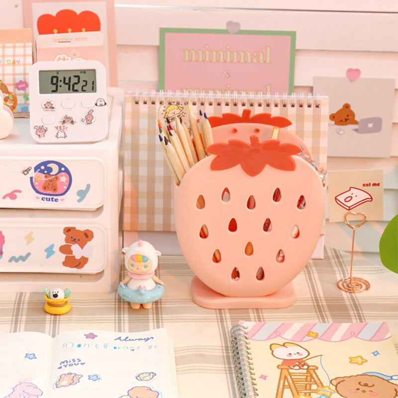 Kawaii Strawberry Pen Holder
