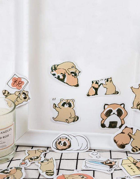 Kawaii Raccoon Stickers (45pcs) - BlossomMemento