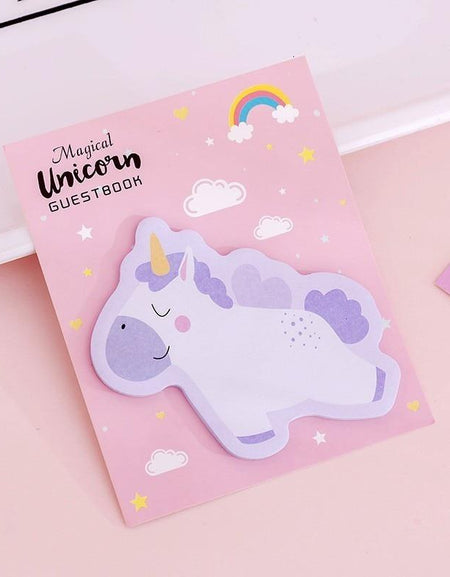 Kawaii Rainbow Unicorn Sticky Notes (30 sheets) - BlossomMemento