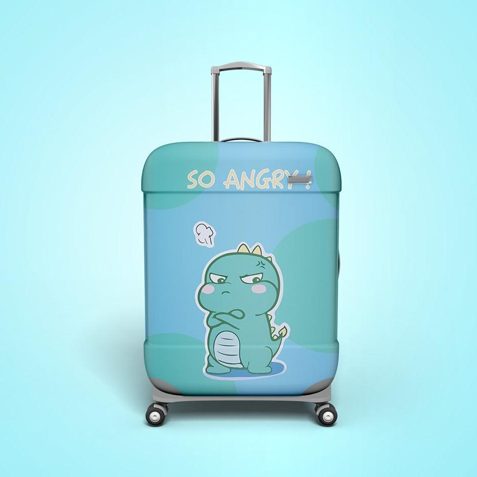 Kawaii Angry Dino Suitcase Cover - BlossomMemento