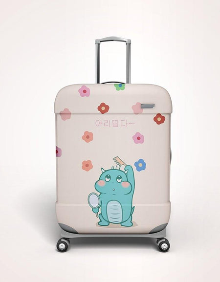 Kawaii Pink Dino Suitcase Cover - BlossomMemento