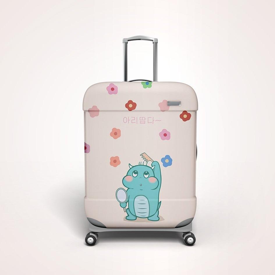 Kawaii Pink Dino Suitcase Cover - BlossomMemento