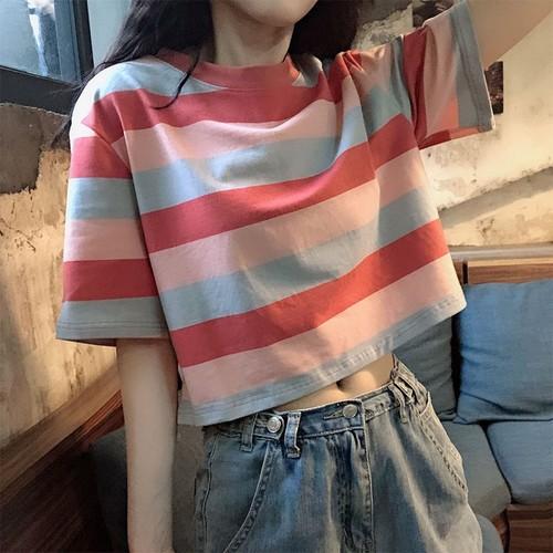 Kawaii Short Sleeve Stripe T-shirt – BlossomMemento